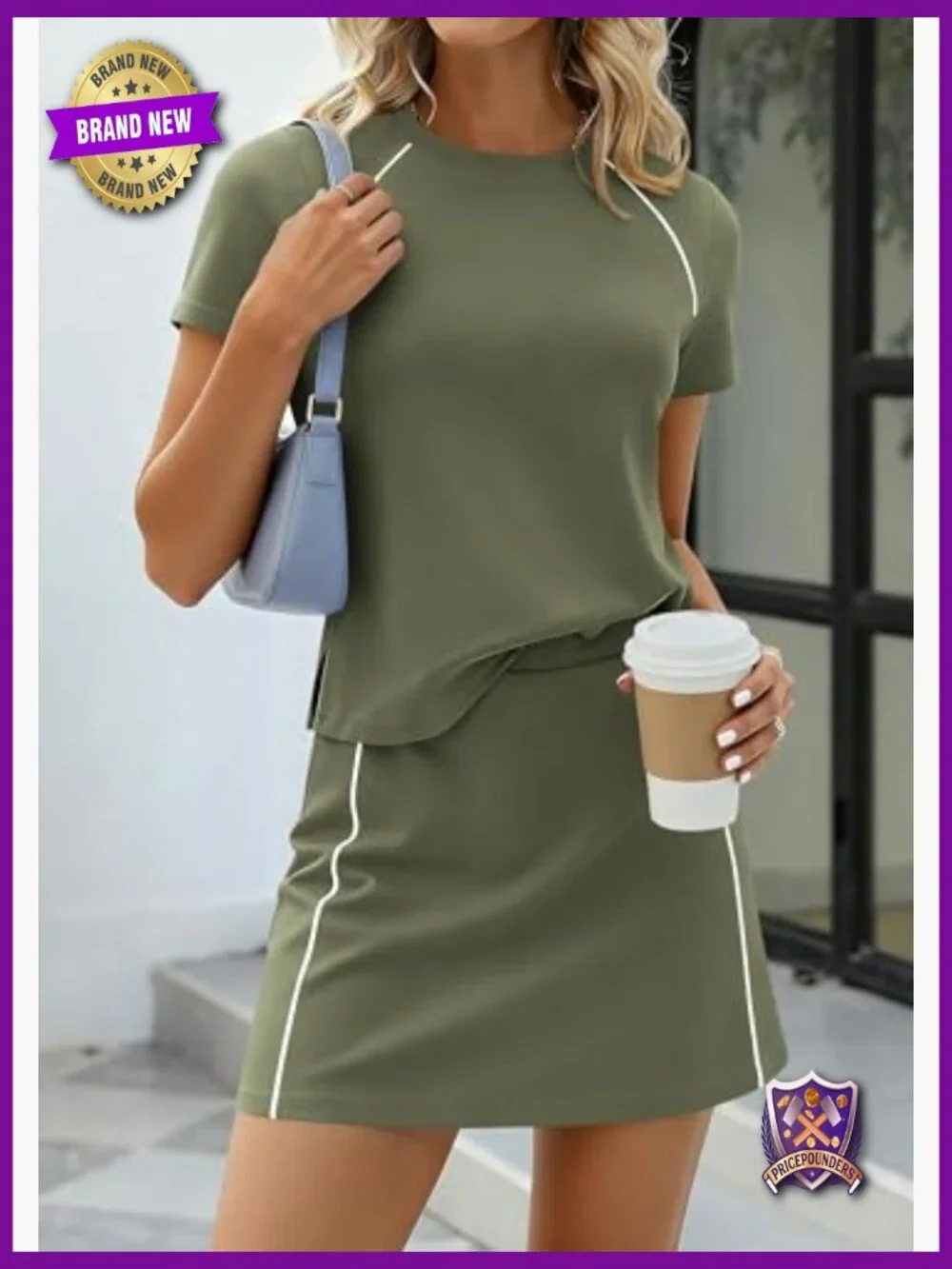 2 Piece Skirt Set Short Sleeve Top Skorts Matching Workout Travel Outfit